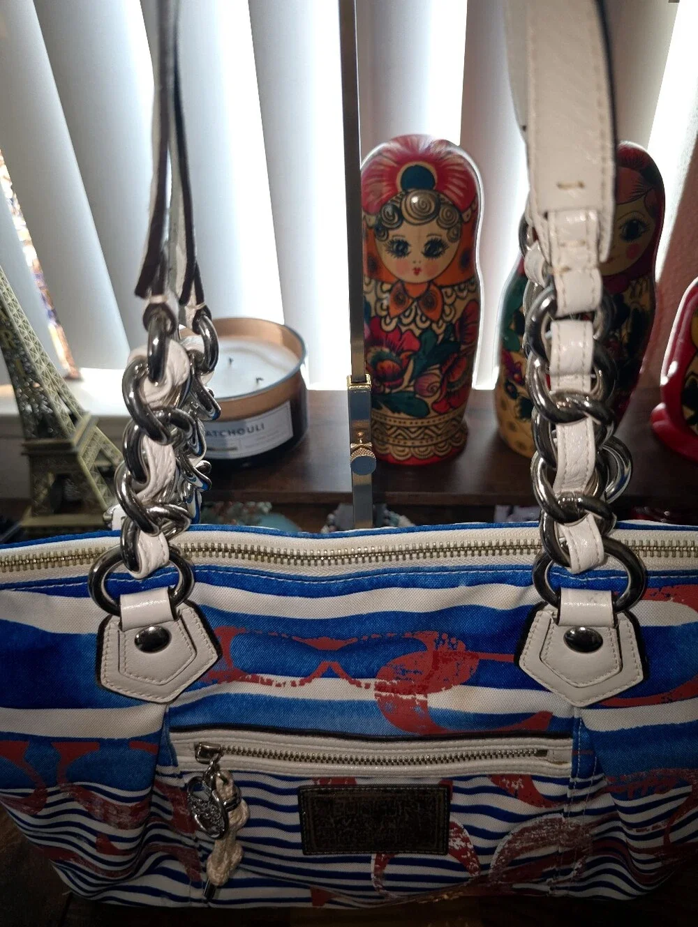 Coach Poppy Nautical Stripe Tote and Matching Wallet Set